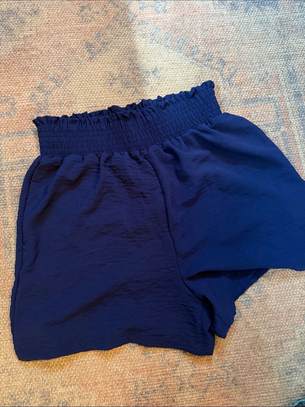 Top It Off medium Elastic Waist Navy Blue Casual Shorts 8-10 with pockets
